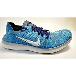 Nike Free Run Flyknit Men’s 8.5 Blue Teal Running Shoes Lightweight Athletic